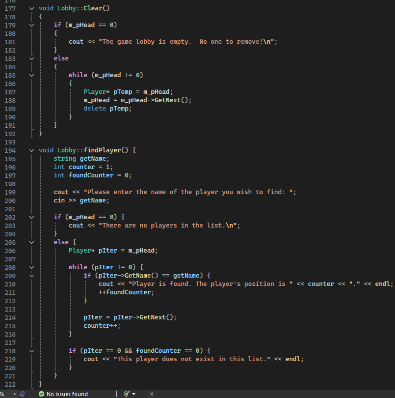 Third Image of the code for the Game Lobby Project